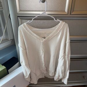 American Eagle Outfitters Cream V-Neck Blouse